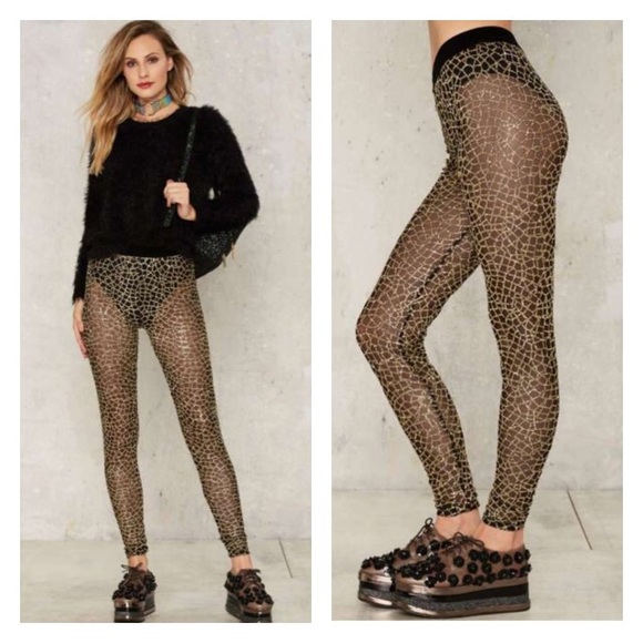 Jaded London Body Language Mesh Leggings Gold S - Picture 1 of 4